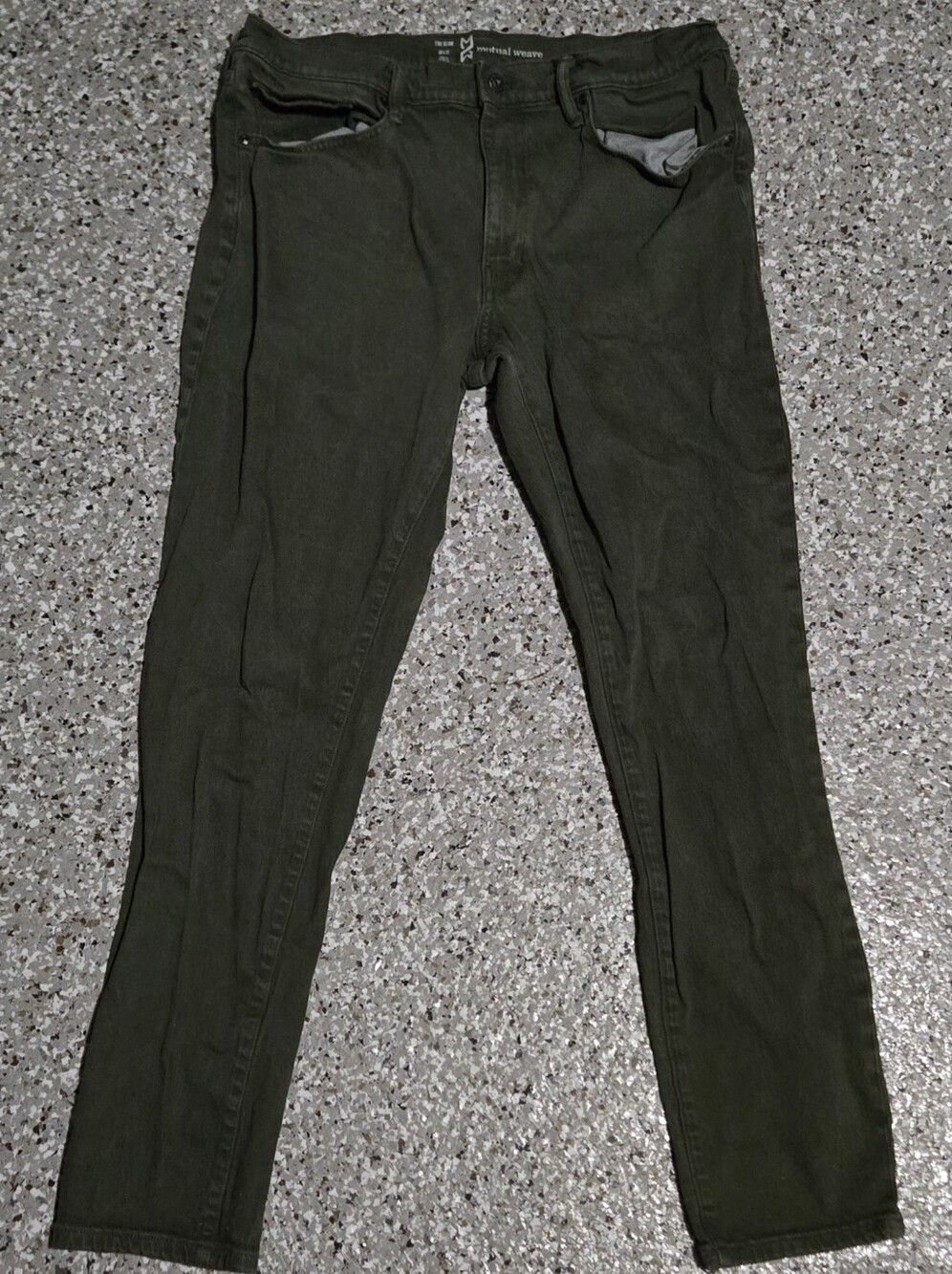 Mutual Weave Men's Dark Olive Green Slim Pants Size 36x32